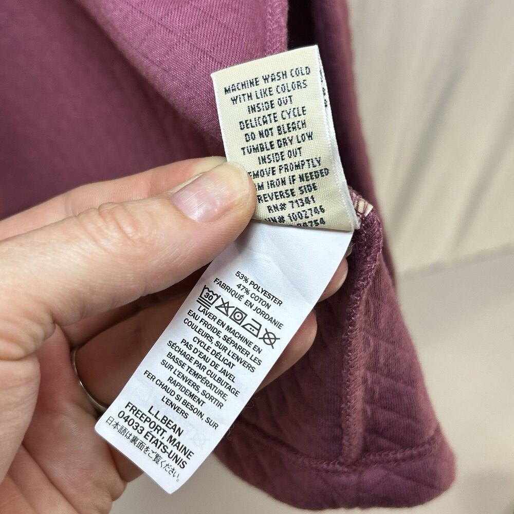L.L. Bean Open-Front Cardigan Quilted Pink Women's Medium Pockets - Picture 4 of 8